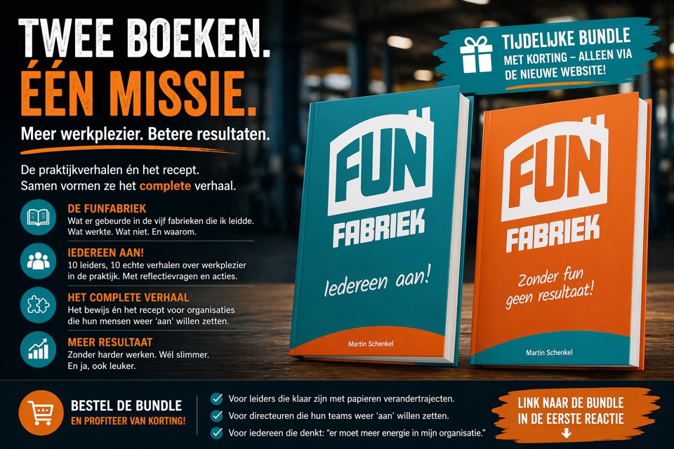 Twee boeken, &eacute;&eacute;n missie, Bundelaanbieding De FunFabriek en Iedereen Aan!